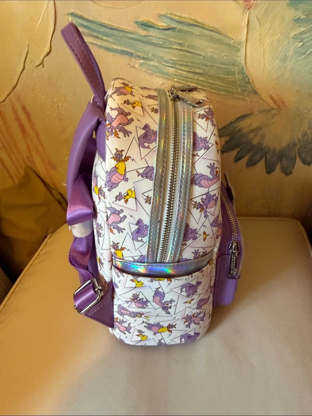 Loungefly Disney Parks FigmentIridescent Holographic allover print Mini BP New!